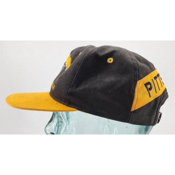 Vintage 90s Pittsburgh Penguins #1 Apparel Snapback Hat Big Spell Out NHL USA - Picture 3 of 12